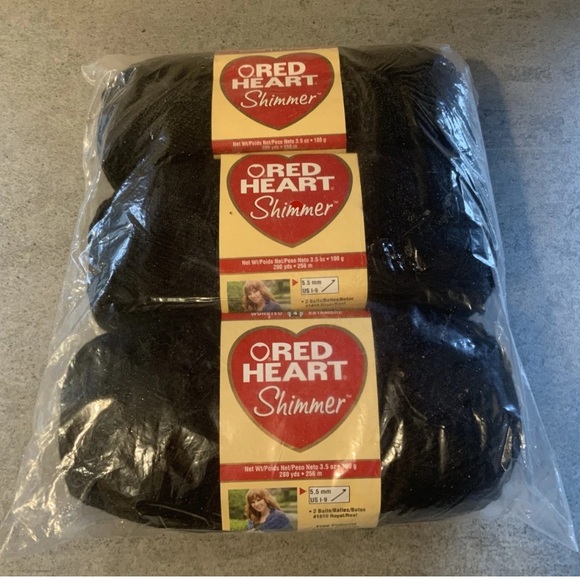 Red Heart Shimmer Yarn Solid Black Coats & Clark - Picture 1 of 3